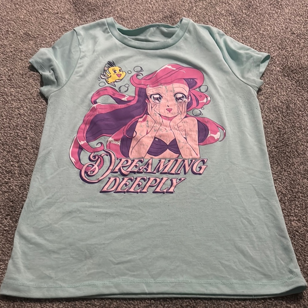 Disney Aqua Shirt with Pink and Purple Ariel Design
